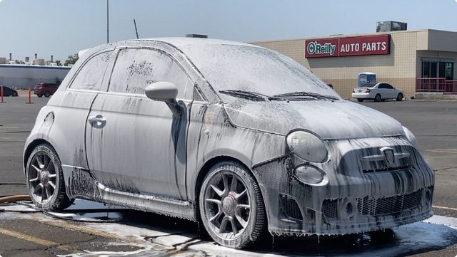 2015 Abarth getting a bath.