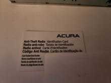My Acura Anti-Theft ID Card for Activation