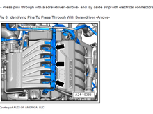 Arrows point to the pins I'm supposed to 'press through' I know it seems obvious, I'd just prefer to get some help from someone that's been there and done that. 