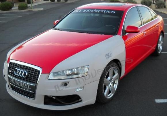 audi a6 c6 k6 fenders ill industries Front view of my misano red pearl A6, fenders and bumper not yet painted.
