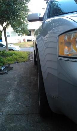 Front wheel gap with new wheel only.  No spacer.