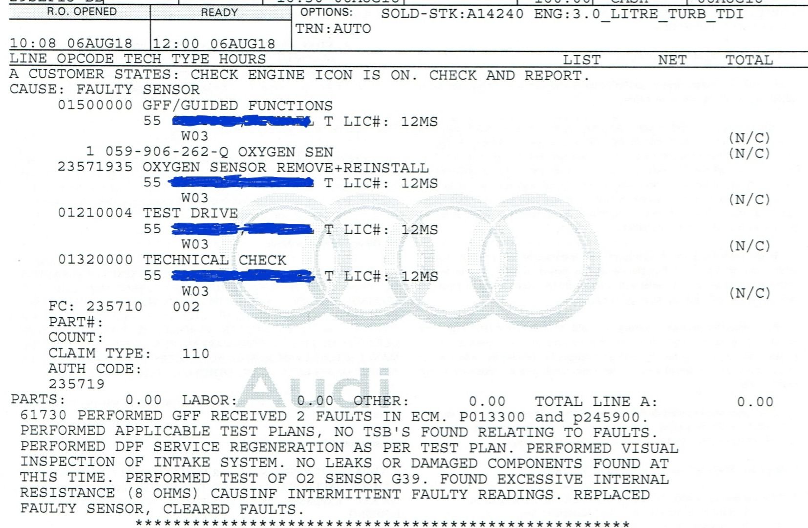 2014 Q5 TDI post fix issues O2 Sensor check engine AudiWorld Forums
