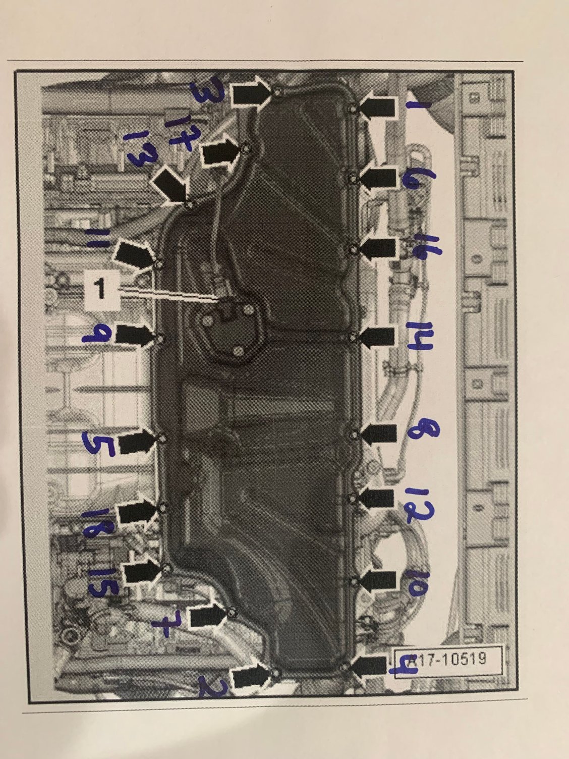 2012 Audi A8 4.2L D4 Oil Pan Bolts Diagonal Sequence Diagram