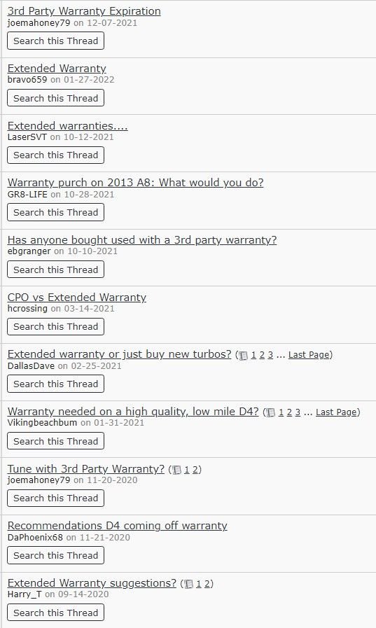 Extended Warranty, Endurance, Fidelity, Zurich... AudiWorld Forums