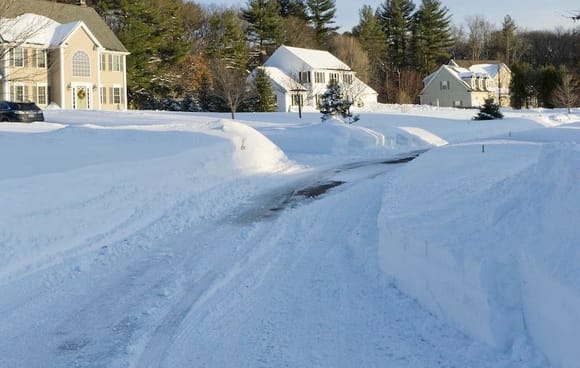 Our street. Normally flat front yards. Crazy.
