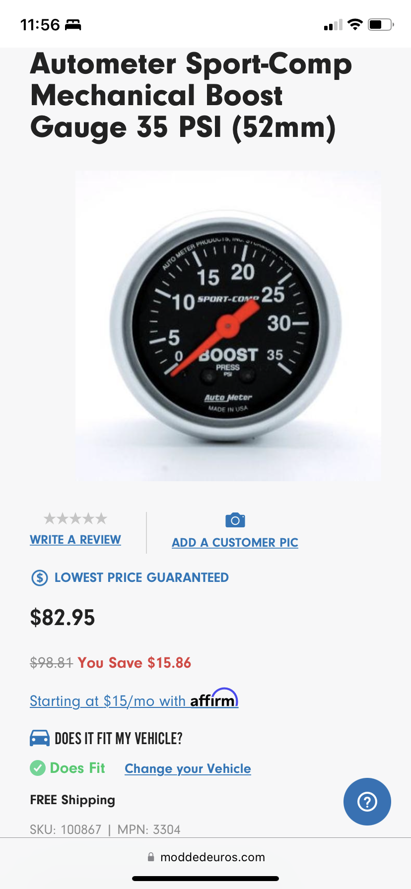 Autometer mechanical boost gauge AudiWorld Forums