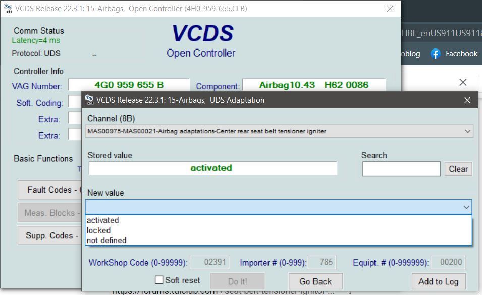 Disabling Center Rear Seat Belt Igniter in VCDS AudiWorld Forums