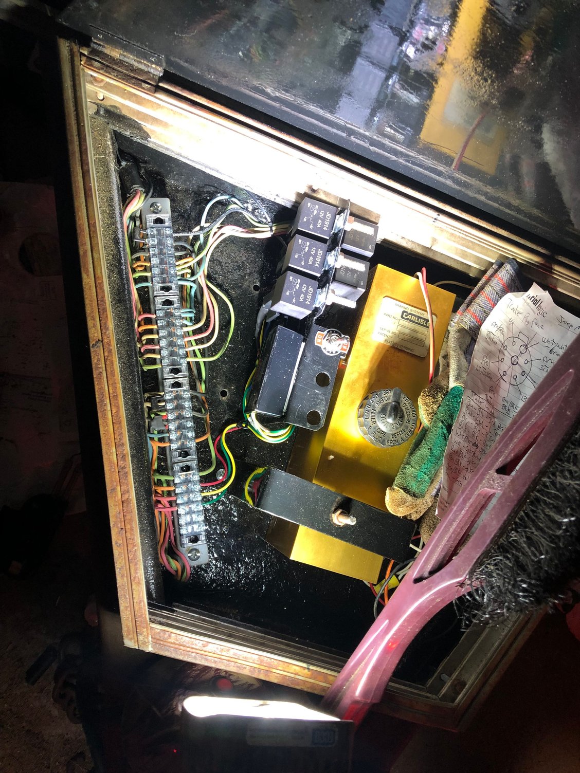 Control box with terminal strips. Brake actuator housing just in there to check fit.