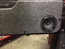 This is the speaker test mounted, I had them in and out about 5 times changing them to how I wanted them. I changed the door panel carpet to black. I also had issues with the included grills (I put a hole in the rubber surround and got a warrenty replacement).