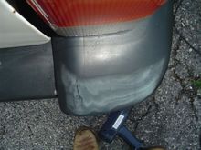 heat gun on bumper, you can see where I hit it with the heat gun and where it is untouched