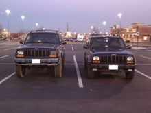My 4.5" lift vs his stock.