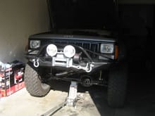bumper mounted with winch and lights