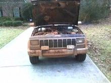 front veiw of jeep after mud pit hood up