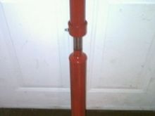 Freshly painted and balanced front driveshaft with new Moog u-joints.