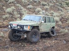 Pretty impressed this wheel survived. Ran it for 2-3 miles with no air then another 2-3 as pictured. This last climb took out a front 30 shaft then she was dead. Winching this last few hundred yds to where my pickup could get to. This climb seemed like 10 miles of dragging cable.


Looking forward to your vids and pics