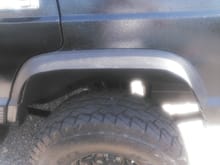 Rear stay on same side. Use 3M double sided tape to attach.The fender will give you the support if you cut and fole.