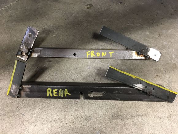 Made up these tools to mark and cut the 2x2 tube I’ll be running for frame tie ins. Just used some scrap angle and strap. Clamped them in position then welded them.