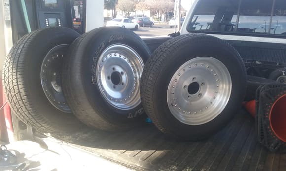 I picked these three fronts from Craigslist for $50. Two tires are matching and in great shape. They fit the car alot nicer then the others.
