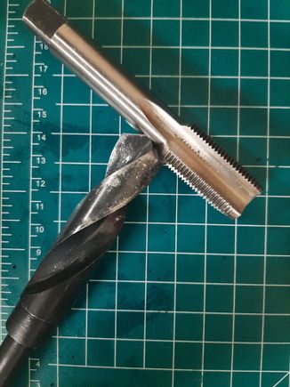 Started this party off with a 20.5mm drill bit and a 22x1.5 tap. This is the same thread as the fill/drain plug.