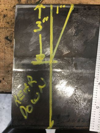 Next I trimmed the 2x6, 3/16” wall tube. 64” long was perfect for mine. I’m doing a multi angle cut on the rear for maximum tire clearance. I’m currently running 35’s with a 3.5” lift and only very light rubbing at full flex. I need all the room I can get!
