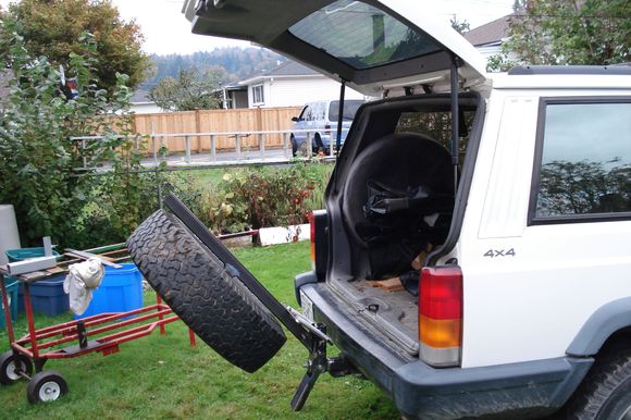 Tire down, hatch open