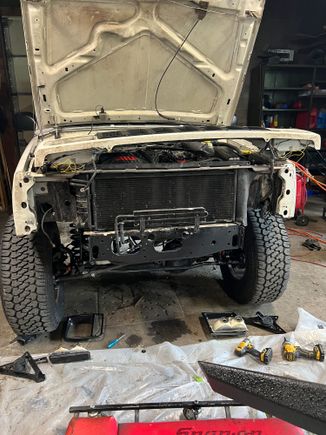Peeling back the header panel made the bumper install a little easier 