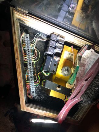 Control box with terminal strips. Brake actuator housing just in there to check fit.