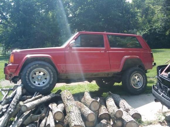 88 2-door jeep Cherkee (i kno the o is missing in Cherokee. my first jeep picked up for $1200. it's my Daily Drive when it's not acting up on being worked on)