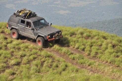 The way to Mount Tambora. Black devil stand up at elevation 2,200 meters above sea level.