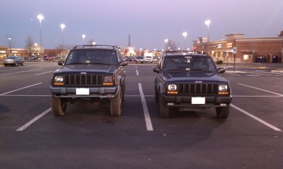 My 4.5" lift vs his stock.