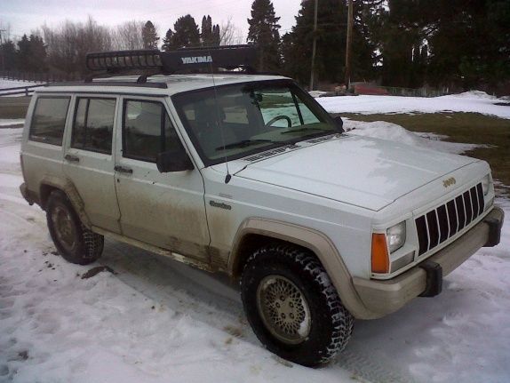 After doing a bit of wheeling at my father's near Lapeer. Lots of fields full of mud and snow. >:D