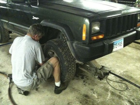 we ran into our first problem with not being able to remove the right front wheel.  after a whole NIGHT of struggling.  We resorted to cutting, yes cutting it off. (with a torch)