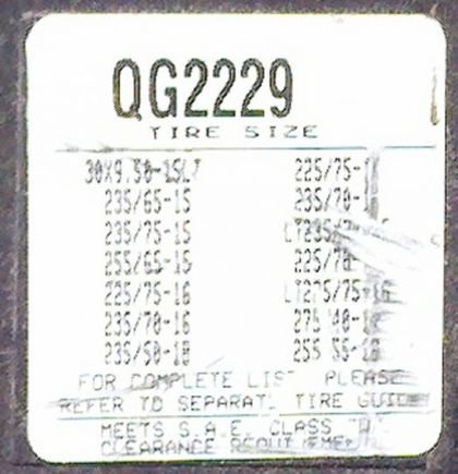 Tire Chain Tire sizes