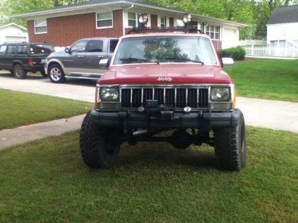 front of jeep, i took off the winch and replaced with a push bar