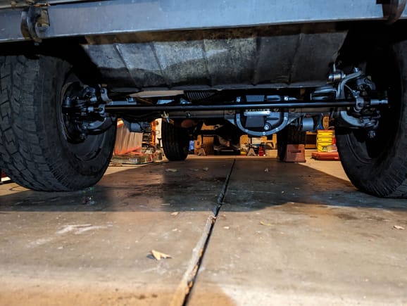 Completed front axle swap with all the upgrades. 
Didn't get a good picture of it but I also installed the IRO double sheer fully adjustable track bar. 