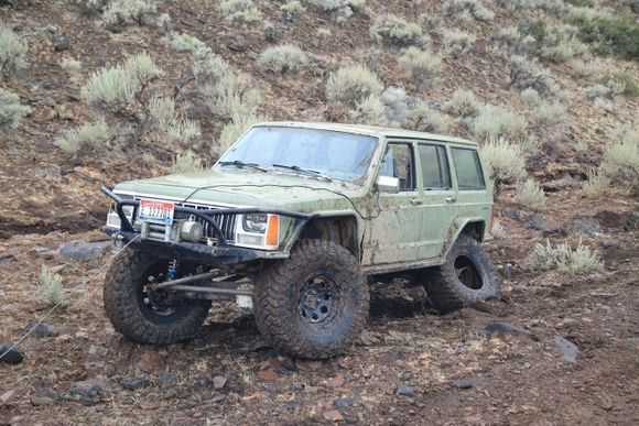 Pretty impressed this wheel survived. Ran it for 2-3 miles with no air then another 2-3 as pictured. This last climb took out a front 30 shaft then she was dead. Winching this last few hundred yds to where my pickup could get to. This climb seemed like 10 miles of dragging cable.


Looking forward to your vids and pics