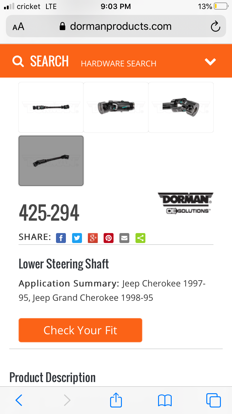97-01 Intermediate Steering Shaft?? - Jeep Cherokee Forum