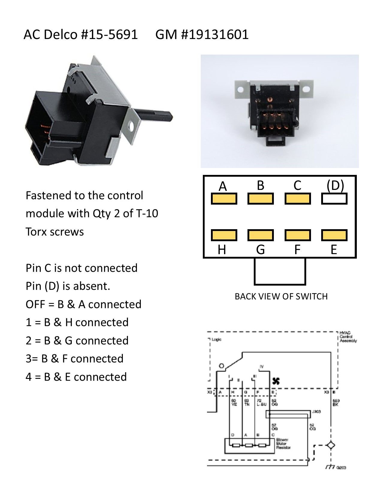 HVAC Fan Switch Replacement Chevy HHR Network