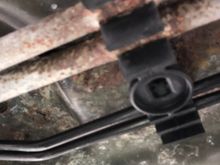 This is the clip under the drivers foot well both lines had corrosion in both cars. 