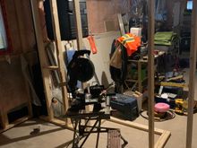 The wall is not fully studied, because the shower stall isn’t here yet, and I don’t know if it’s assembled and to big for the doorway. 