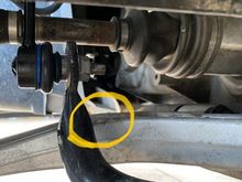 This mark on the aluminium lower control arm is from the vise , when I drilled out the ball joint rivets and pressed out the old rivets , or when I pressed out the rear bushing. 