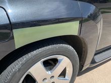 Just finished masking off the respray area, I sanded with 800 wet, sprayed a polymer primer, I’ll let that dry over the next week, then spray the colour coat! 