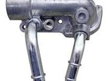 To get the bolt out from between the heater lines, you must remove the coolant temperature sensor, this photo is upside down 