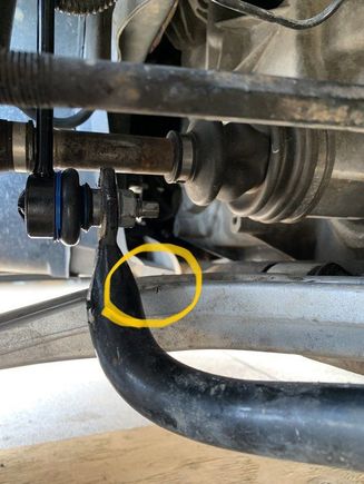 This mark on the aluminium lower control arm is from the vise , when I drilled out the ball joint rivets and pressed out the old rivets , or when I pressed out the rear bushing. 