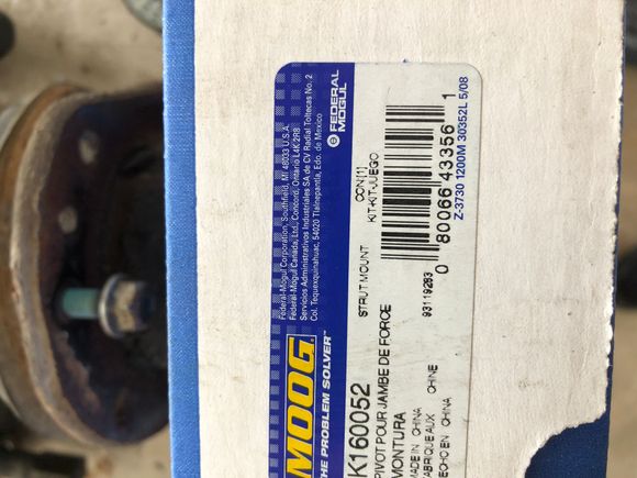 Moog strut mount part number, yes , made in China