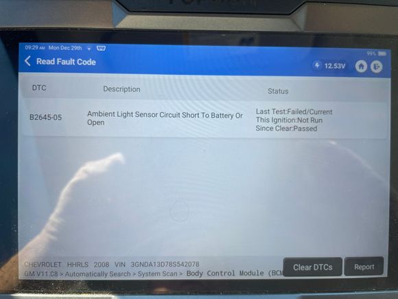 This is the fault code, but it doesn't activate an MIL. This cannot be erased.