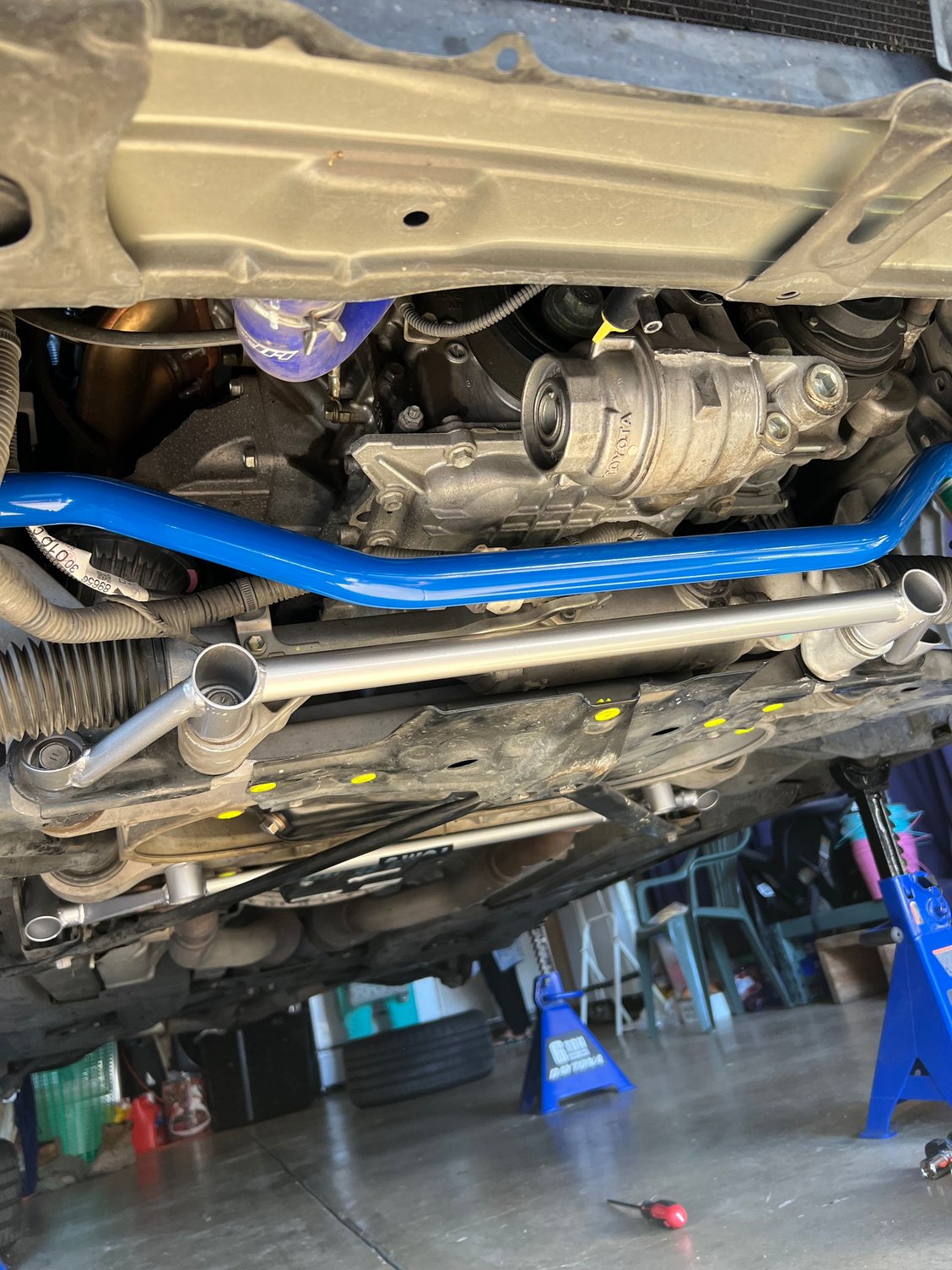 It only took both my arms AND legs and maybe my head to get this align properly to start putting the bolts in. Probably one of the most annoying installs so far. 