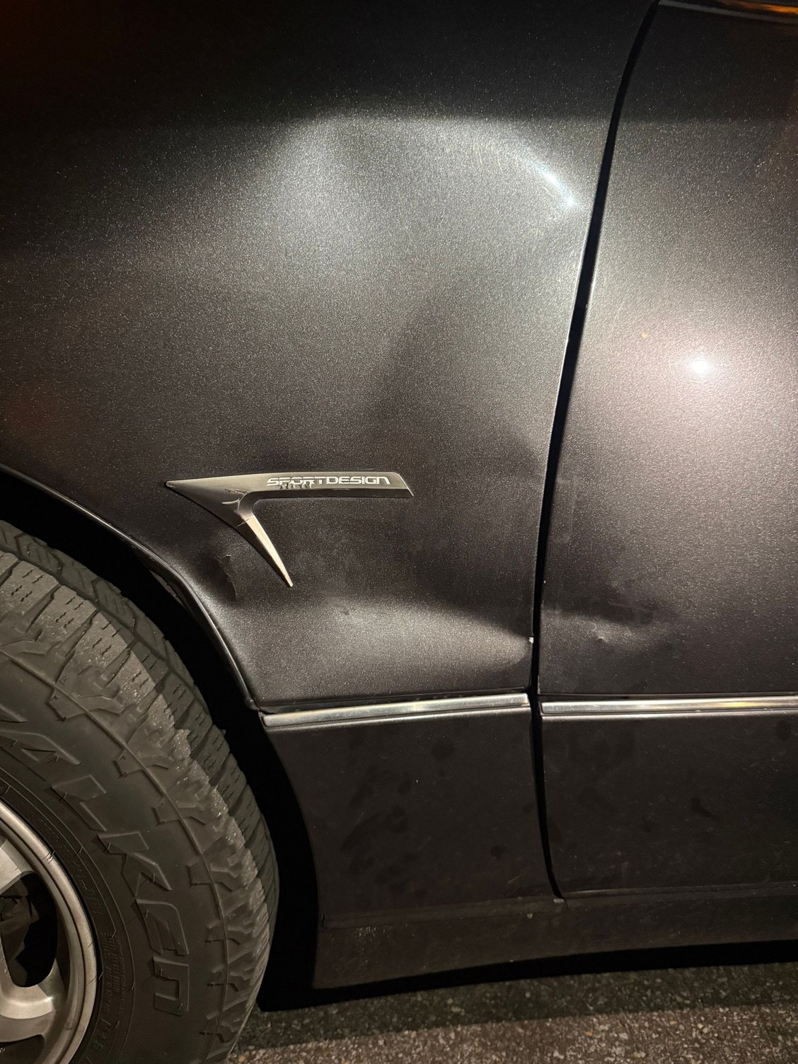The door got a little dinged up but im more concerned about fixing the fender