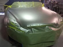 car being painted & blended to match new front end