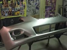 Job Design customized front bumper being painted